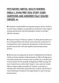 PSYCHIATRIC MENTAL HEALTH NURSING &NewLine;SHEILA L EXAM PREP 2026 STUDY GUIDE &NewLine;QUESTIONS AND ANSWERS FULLY SOLVED &NewLine;GRADED A&plus; 