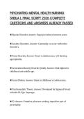 PSYCHIATRIC MENTAL HEALTH NURSING &NewLine;SHEILA L FINAL SCRIPT 2026 COMPLETE &NewLine;QUESTIONS AND ANSWERS ALREADY PASSED