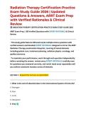 Radiation Therapy Certification Practice Exam Study Guide 2026 &vert; Updated Questions & Answers&comma; ARRT Exam Prep with Verified Rationales & Clinical Review