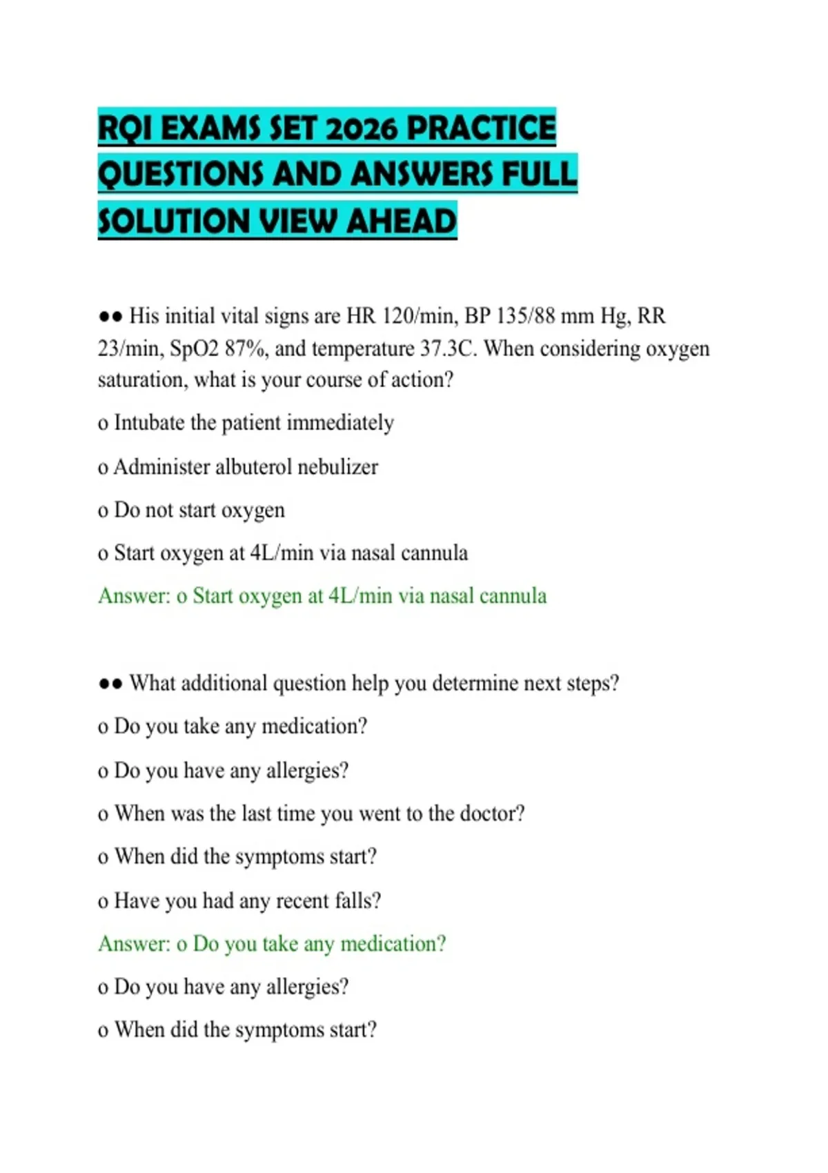Cpr Rqi Questions RQI EXAMS SET 2026 PRACTICE QUESTIONS AND ANSWERS FULL SOLUTION VIEW ...