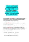 Definitions -DFW SIDA Training Pocket Guide- EXAM QUESTIONS AND VERIFIED CORRECT ANSWERS GRADED A-M -LATEST 2026-2027- 100-1 GUARANTEED PASS&period;docx&NewLine;&NewLine;