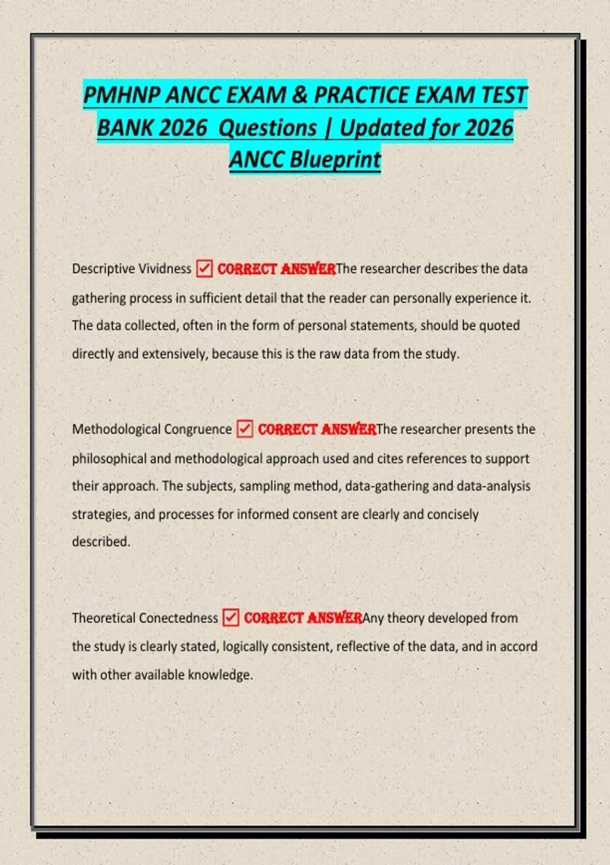 PMHNP ANCC EXAM & PRACTICE EXAM TEST BANK 2026 Questions | Updated for ...