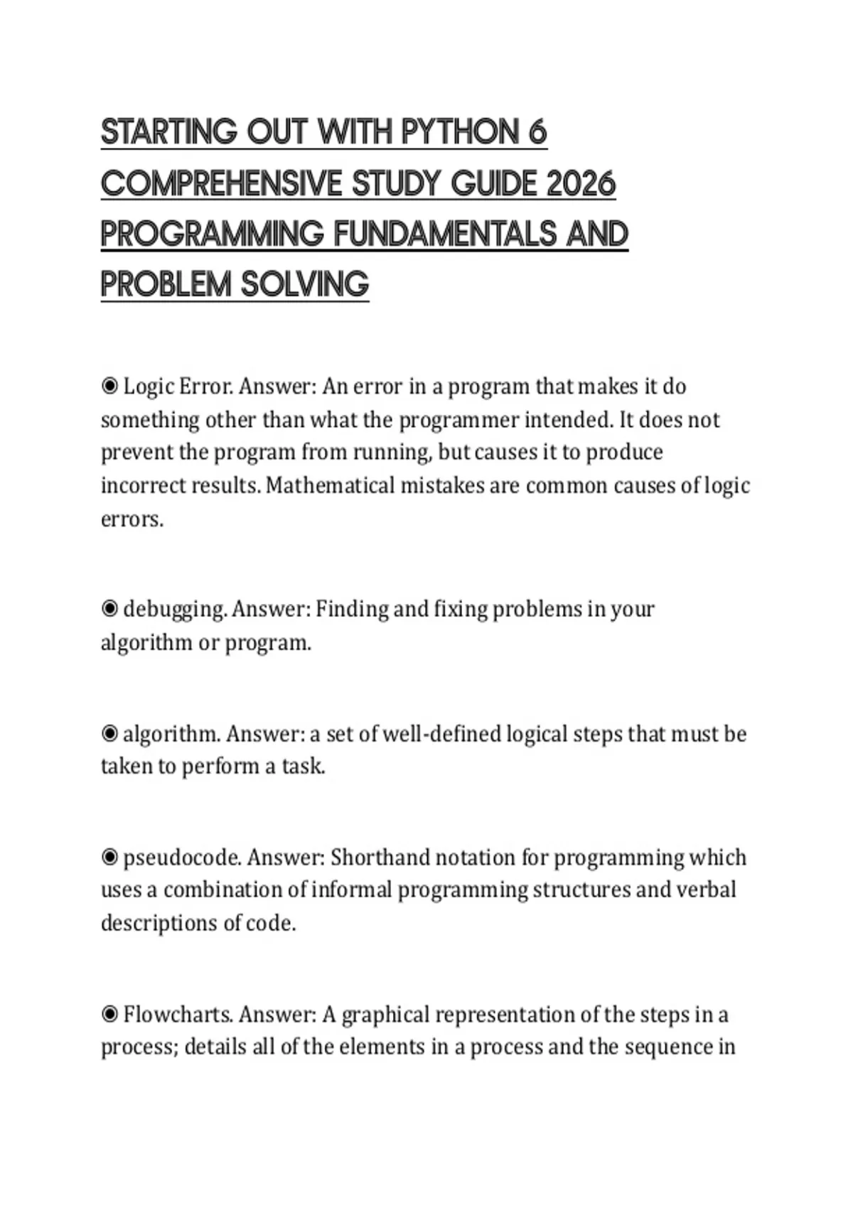 STARTING OUT WITH PYTHON 6 COMPREHENSIVE STUDY GUIDE 2026 PROGRAMMING ...