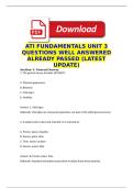 Health Assessment ATI EXAM 1 correctly answered latest 2026&NewLine;ATI FUNDAMENTALS UNIT 3 QUESTIONS WELL ANSWERED ALREADY PASSED &lpar;LATEST UPDATE&rpar;