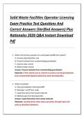 Solid Waste Facilities Operator Licensing &NewLine;Exam Practice Test Questions And &NewLine;Correct Answers &lpar;Verified Answers&rpar; Plus &NewLine;Rationales 2026 Q&A Instant Download &NewLine;Pdf 