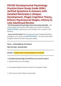 PSY210 Developmental Psychology Practice Exam Study Guide 2026 &vert; Verified Questions & Answers with Detailed Rationales &vert; Lifespan Development&comma; Piaget Cognitive Theory&comma; Erikson Psychosocial Stages&comma; Infancy to Late Adulthood Review