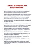 CHM113 Lab Safety Quiz With Complete Solutions