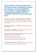 CHPA&period;5 PRACTICE TEST Updated Exam 2026 &NewLine;WITH Recent Newest Verified And Well Analyzed &NewLine;Exam Questions  &lpar;Actual Exam 2026-2027&rpar; &NewLine;Correct Detailed & Verified ANSWERS &lpar;100&percnt; &NewLine;Accurate Solutions&rpar; ALREADY GRADED &NewLine;A&plus;&vert;&vert;NEWEST VERSION Of The Exam Guarantee &NewLine;