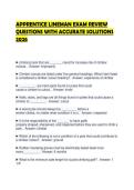 APPRENTICE LINEMAN EXAM REVIEW QUESTIONS WITH ACCURATE SOLUTIONS 2026&period;&NewLine;&NewLine;