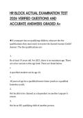 HR BLOCK ACTUAL EXAMINATION TEST&NewLine;2026 VERIFIED QUESTIONS AND&NewLine;ACCURATE ANSWERS GRADED A
