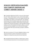 HR BLOCK CERTIFICATION EXAM PAPER&NewLine;2026 COMPLETE QUESTIONS AND&NewLine;CORRECT ANSWERS GRADED A&plus;