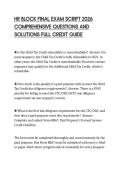 HR BLOCK FINAL EXAM SCRIPT 2026&NewLine;COMPREHENSIVE QUESTIONS AND&NewLine;SOLUTIONS FULL CREDIT GUIDE&NewLine;