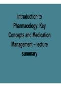 Introduction to Pharmacology Key Concepts and Medication Management Lecture Summary Pharmacology Exam Prep Guide 2025&sol; 2026
