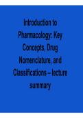Introduction to Pharmacology Key Concepts Drug Nomenclature and Classifications Lecture Summary Pharmacology Exam Prep Guide 2025&sol; 2026