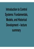 Introduction to Control Systems Fundamentals Models and Historical Development Lecture Summary Control Systems Engineering Exam Prep Guide 2025&sol; 2026
