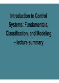 Introduction to Control Systems Fundamentals Classification and Modeling Lecture Summary Control Systems Engineering Exam Prep Guide 2025&sol; 2026