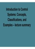 Introduction to Control Systems Concepts Classifications and Examples Lecture Summary Control Systems Engineering Exam Prep Guide 2025&sol; 2026