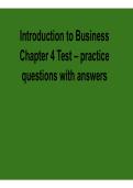 Introduction to Business Chapter 4 Test Practice Questions Answers Business Exam Prep Guide 2025&sol; 2026