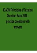 ICAEW Principles of Taxation Question Bank Practice Questions Answers Taxation Exam Prep Guide 2025&sol; 2026