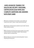 IAHSS ADVANCED TRAINING FOR&NewLine;HEALTHCARE SECURITY PERSONNEL&NewLine;CERTIFICATION EXAM PAPER 2026&NewLine;COMPLETE QUESTIONS AND ANSWERS&NewLine;ELITE STUDY GUIDE&NewLine;