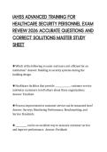 IAHSS ADVANCED TRAINING FOR&NewLine;HEALTHCARE SECURITY PERSONNEL EXAM&NewLine;REVIEW 2026 ACCURATE QUESTIONS AND&NewLine;CORRECT SOLUTIONS MASTER STUDY&NewLine;SHEET&NewLine;