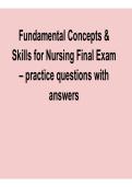 Fundamental Concepts and Skills for Nursing Final Exam Practice Questions Answers Nursing Exam Prep Guide 2025&sol; 2026