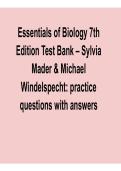 Essentials of Biology 7th Edition Sylvia Mader and Michael Windelspecht Test Bank Practice Questions Biology Exam Prep Guide 2025&sol; 2026