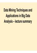 Data Mining Techniques and Applications in Big Data Analysis Lecture Summary Data Science Exam Prep Guide 2025&sol; 2026