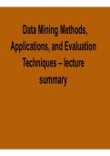 Data Mining Methods Applications and Evaluation Techniques Lecture Summary Data Science Exam Prep Guide 2025&sol; 2026