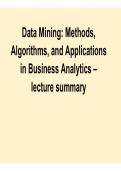 Data Mining Methods Algorithms and Applications in Business Analytics Lecture Summary Data Science Exam Prep Guide 2025&sol; 2026