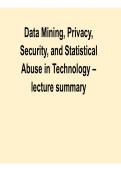 Data Mining Privacy Security and Statistical Abuse in Technology Lecture Summary Data Science Ethics Exam Prep Guide 2025&sol; 2026