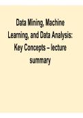 Data Mining Machine Learning and Data Analysis Key Concepts Lecture Summary Data Science Exam Prep Guide 2025&sol; 2026