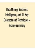 Data Mining Business Intelligence and AI Key Concepts and Techniques Lecture Summary Data Science Exam Prep Guide 2025&sol; 2026