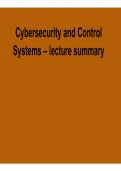 Cybersecurity and Control Systems Lecture Summary Control Systems Engineering Exam Prep Guide 2025&sol; 2026