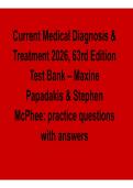 Current Medical Diagnosis & Treatment 2026 63rd Edition Maxine Papadakis Stephen Test Bank Practice Questions Answers Clinical Medicine Exam Prep Guide 2025&sol; 2026