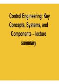 Control Engineering Key Concepts Systems and Components Lecture Summary Control Systems Engineering Exam Prep Guide 2025&sol; 2026