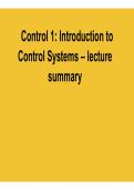 Control 1 Introduction to Control Systems Lecture Summary Control Systems Engineering Exam Prep Guide 2025&sol; 2026