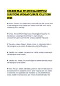 COLIBRI REAL ESTATE EXAM REVIEW QUESTIONS WITH ACCURATE SOLUTIONS 2026&period;&NewLine;&NewLine;