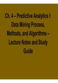 Ch&period; 4 Predictive Analytics I Data Mining Process Methods and Algorithms Lecture Notes and Study Guide Data Science Exam Prep Guide 2025&sol; 2026