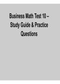 Business Math Test 10 Study Guide Practice Questions Business Mathematics Exam Prep Guide 2025&sol; 2026