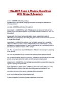 HSA 4423 Exam 4 Review Questions With Correct Answers