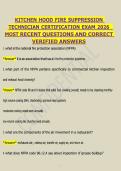 Kitchen Hood Fire Suppression Technician Questions & Correct Verified Answers