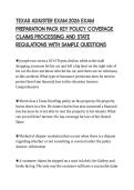 TEXAS ADJUSTER EXAM 2026 EXAM &NewLine;PREPARATION PACK KEY POLICY COVERAGE &NewLine;CLAIMS PROCESSING AND STATE &NewLine;REGULATIONS WITH SAMPLE QUESTIONS