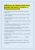 USPS Exam 421 Window Clerk Exam&NewLine;Question and Answer &vert; Grade A&plus; &vert;&NewLine;Trusted Answers Pack