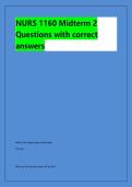 NURS 1160 Midterm 2 &NewLine;Questions with correct &NewLine;answers