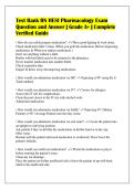 Test Bank RN HESI Pharmacology Exam&NewLine;Question and Answer &vert; Grade A&plus; &vert; Complete&NewLine;Verified Guide