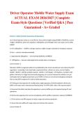 Driver Operator Mobile Water Supply Exam ACTUAL EXAM 2026&sol;2027 &vert; Complete Exam-Style Questions &vert; Verified Q&A &vert; Pass Guaranteed - A&plus; Graded