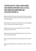 TOWARD HEALTHY AGING HUMAN NEEDS &NewLine;AND NURSING RESPONSE EXAM 1 ACTUAL &NewLine;TEST PAPER 2026 QUESTIONS AND &NewLine;SOLUTIONS GRADED A&plus; 