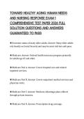 TOWARD HEALTHY AGING HUMAN NEEDS &NewLine;AND NURSING RESPONSE EXAM 1 &NewLine;COMPREHENSIVE TEST PAPER 2026 FULL &NewLine;SOLUTION QUESTIONS AND ANSWERS &NewLine;GUARANTEED TO PASS 