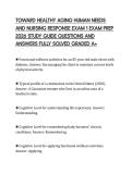 TOWARD HEALTHY AGING HUMAN NEEDS &NewLine;AND NURSING RESPONSE EXAM 1 EXAM PREP &NewLine;2026 STUDY GUIDE QUESTIONS AND &NewLine;ANSWERS FULLY SOLVED GRADED A&plus; 